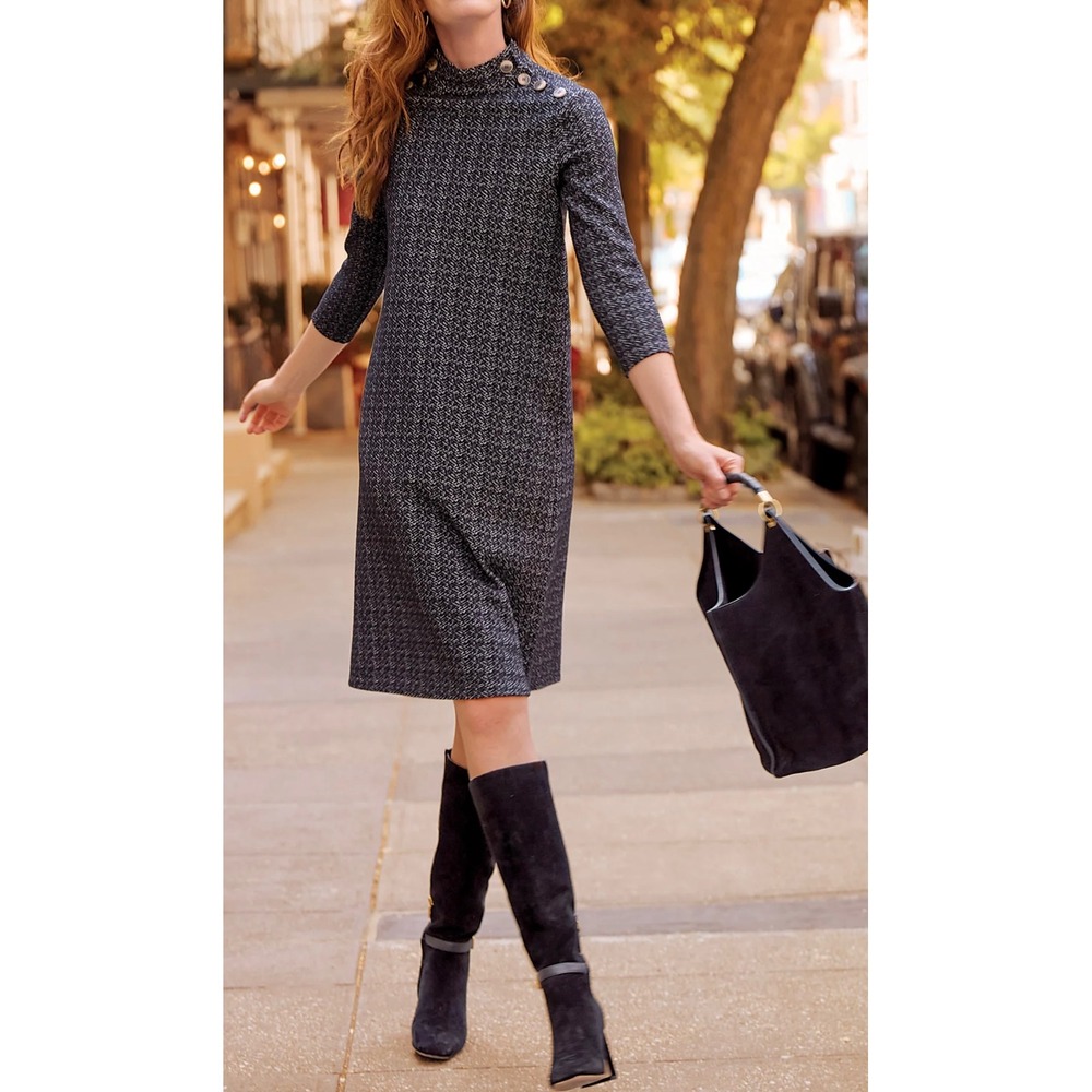 J.McLaughlin Gaia Suede Tall Boots Black Block Heel Side Zip‎ Buckle Detail 6 - Picture 4 of 10